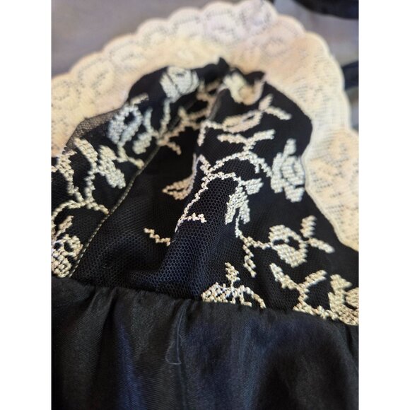 Victorias Secret Black Silk Babydoll Lingerie Large Cross-Stitch Cups Straps - Picture 3 of 8